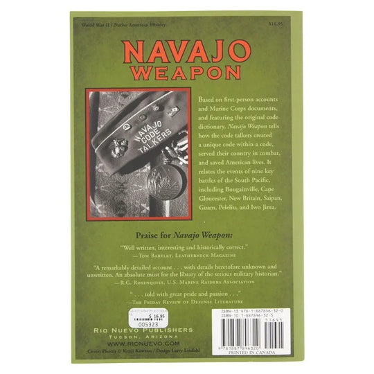 Navajo Weapon back cover with image military cap honoring Navajo Code Talkers