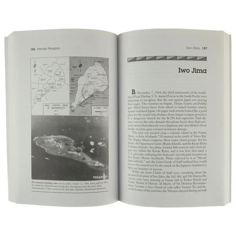 Navajo Weapon interior pages with info on attack at Iwo Jima