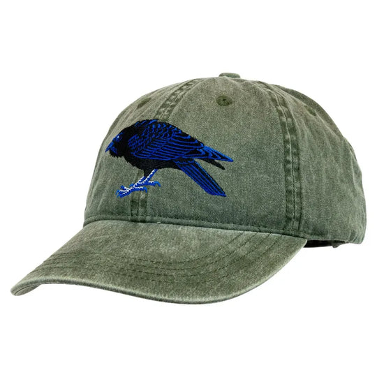Raven Embroidered Cap Facing Right
