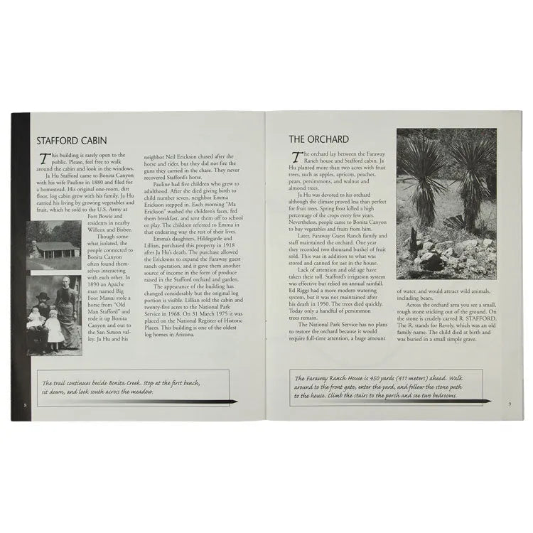 Chiricahua National Monument Bonita Canyon Historic District Trail Guide Interior Pages