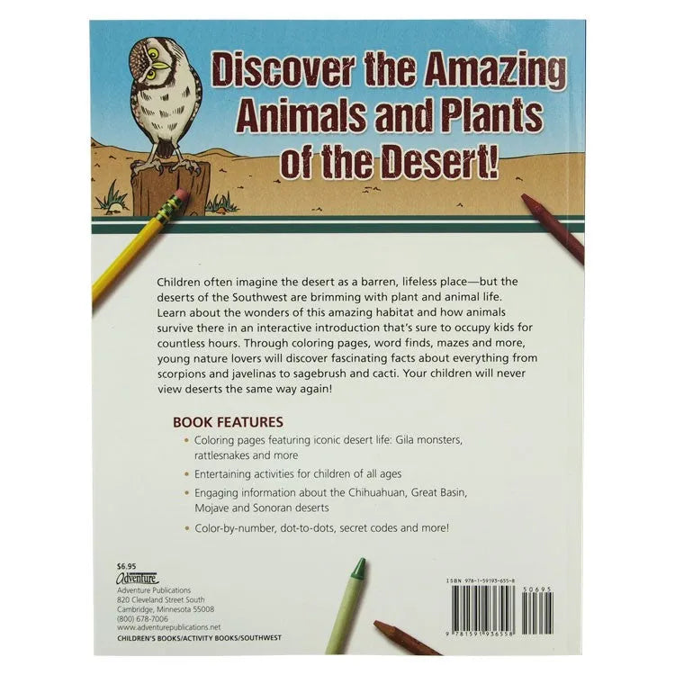 Desert Life of the Southwest Activity Book by Karen Krebbs back cover