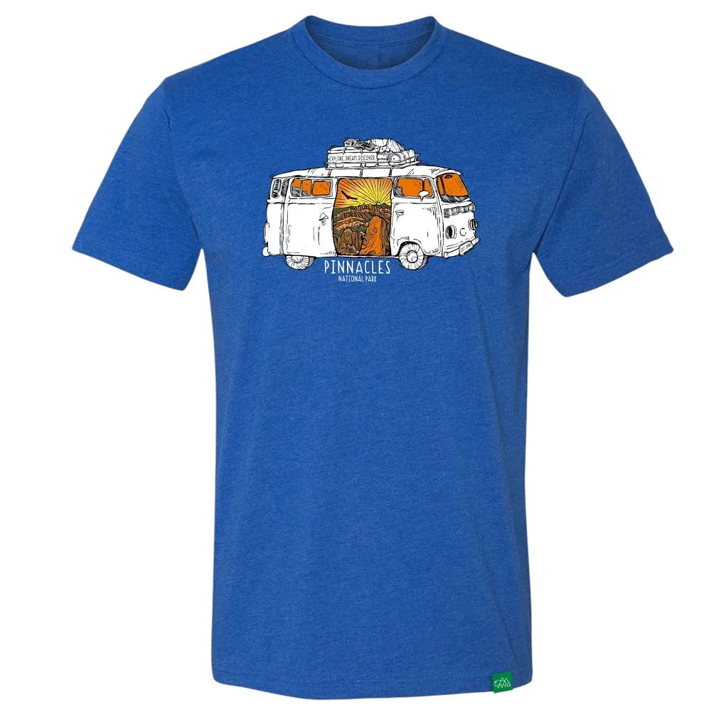 Pinnacles National Park T-Shirt - Van Tour design front view on a white background