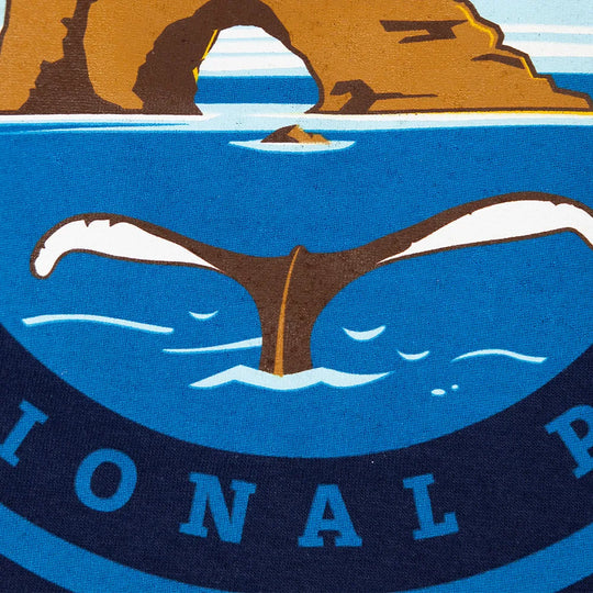Channel Islands National Park T-Shirt - Round Logo extreme closeup with whale fluke