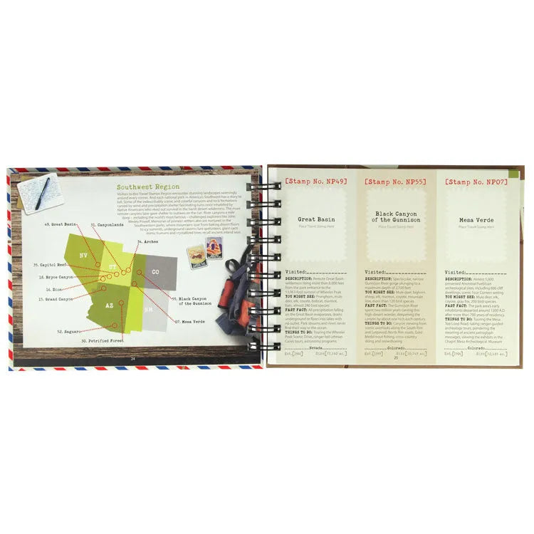 Travel Stamps U.S. National Park Album & Guide interior pages