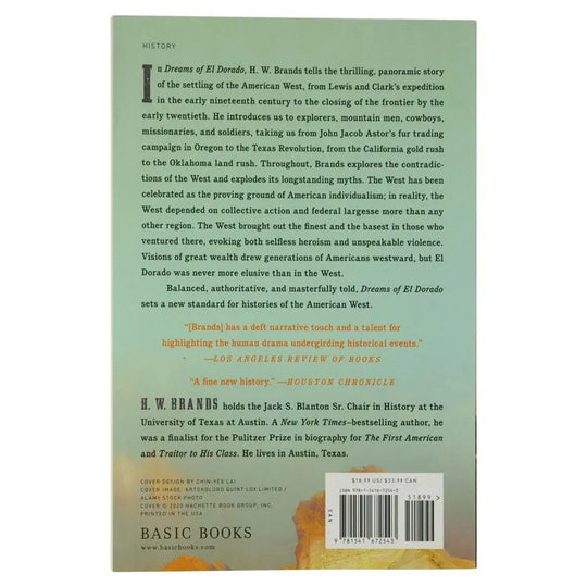 Back cover of the book Dreams of El Dorado by H.W. Brands
