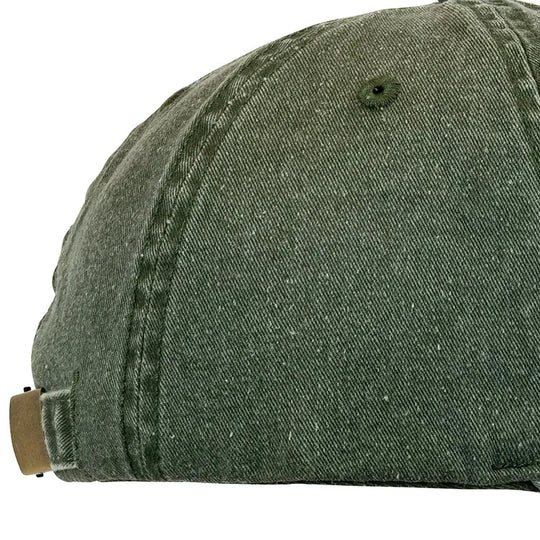 Green cotton cap with buckle detail