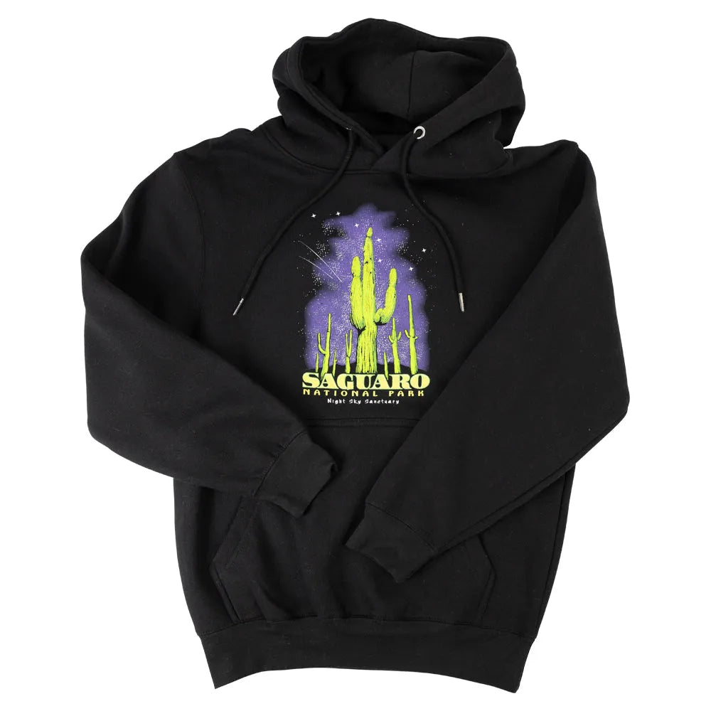 Black Saguaro NP hoodie with arms folded over front