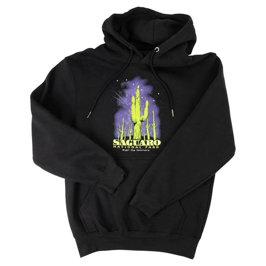 Black Saguaro NP hoodie with arms folded over front