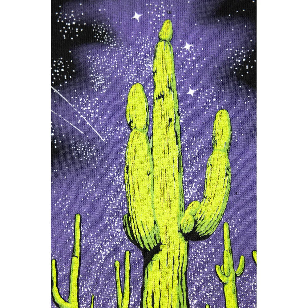Saguaro National Park Fleece Hoodie - Night Sky logo extreme closeup