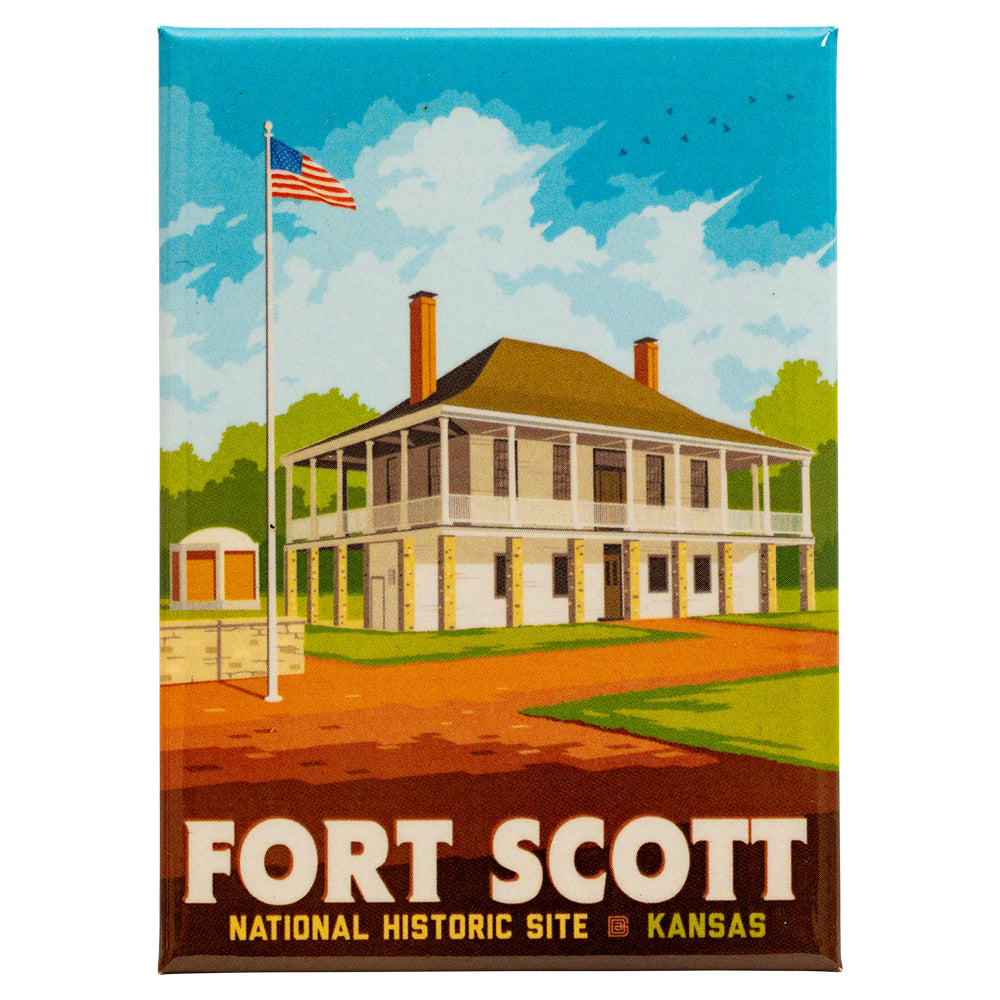 Fridge magnet with illustration of Fort Scott National Historic Site in Kansas