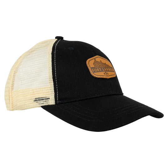 Fort Larned National Historic Site Mesh Back Cap with black cotton face & bill with leather patch