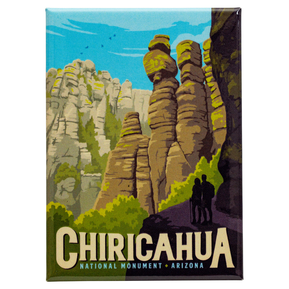 Fridge magnet with artwork of Chiricahua National Monument in Arizona
