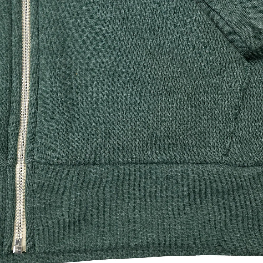 Dark gray sweatshirt pocket construction detail