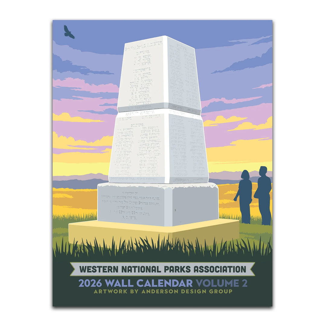 Calendar cover with a monument and sunset design, featuring the Western National Parks Association.