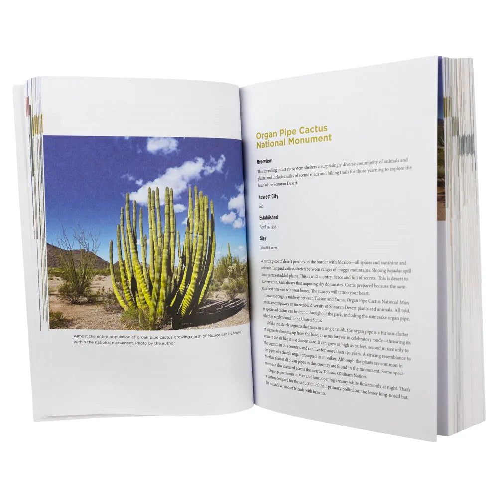 Arizona National Parks and Monuments interior pages showing organ pipe cactus