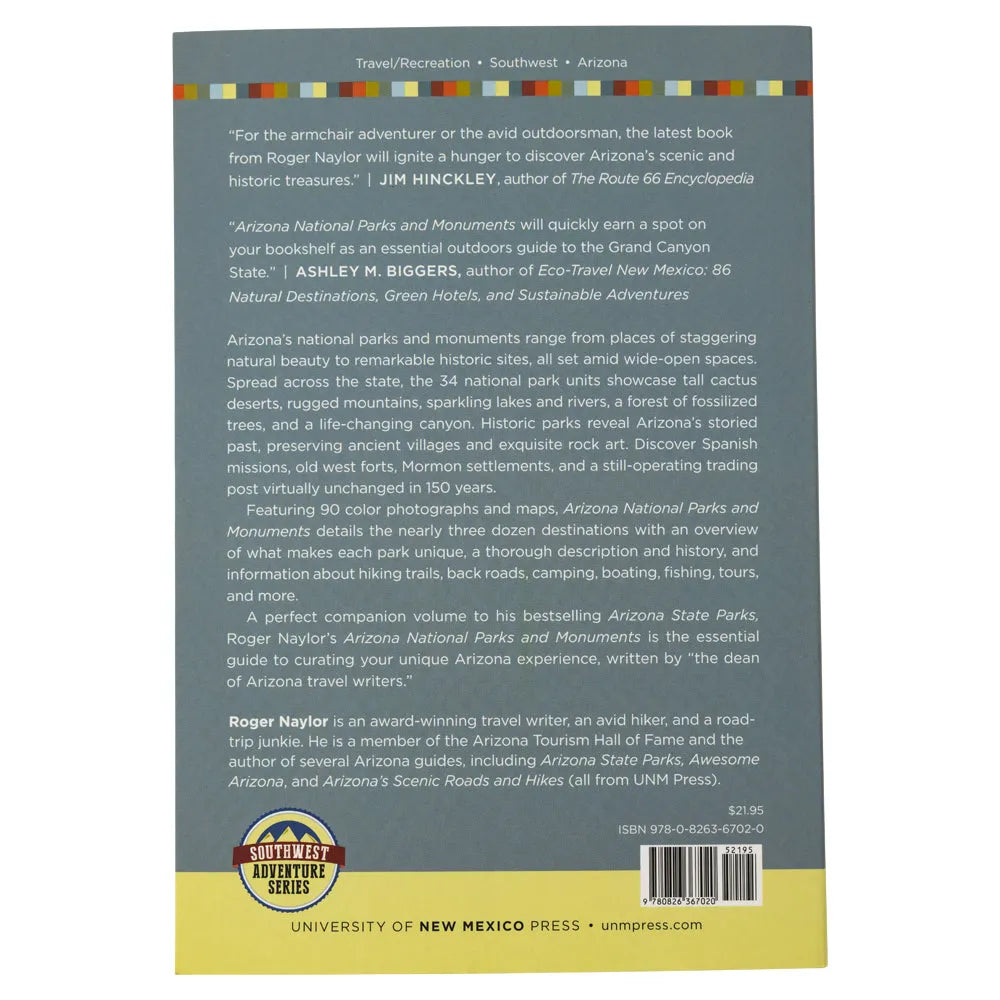 Arizona National Parks and Monuments interior pages showing organ pipe cactus back cover