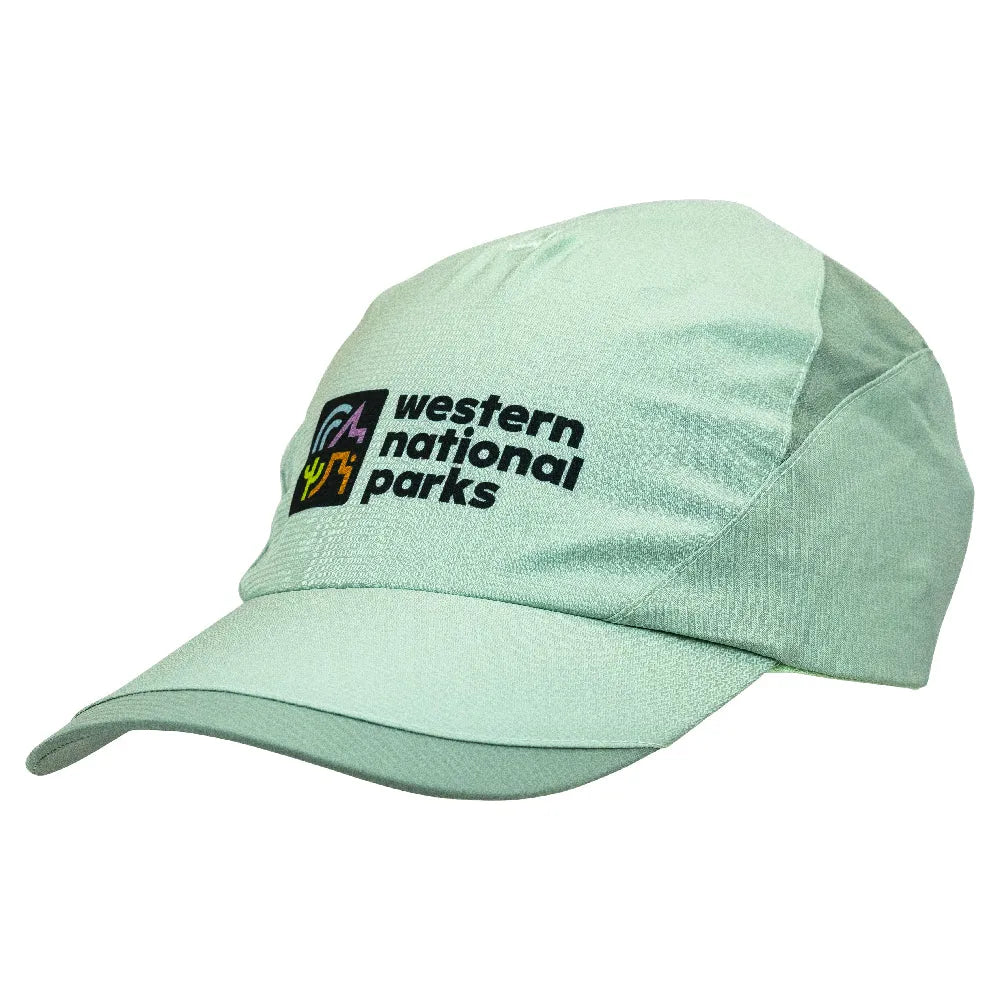 Sage green cap with 'Western National Parks' text and logo on a white background