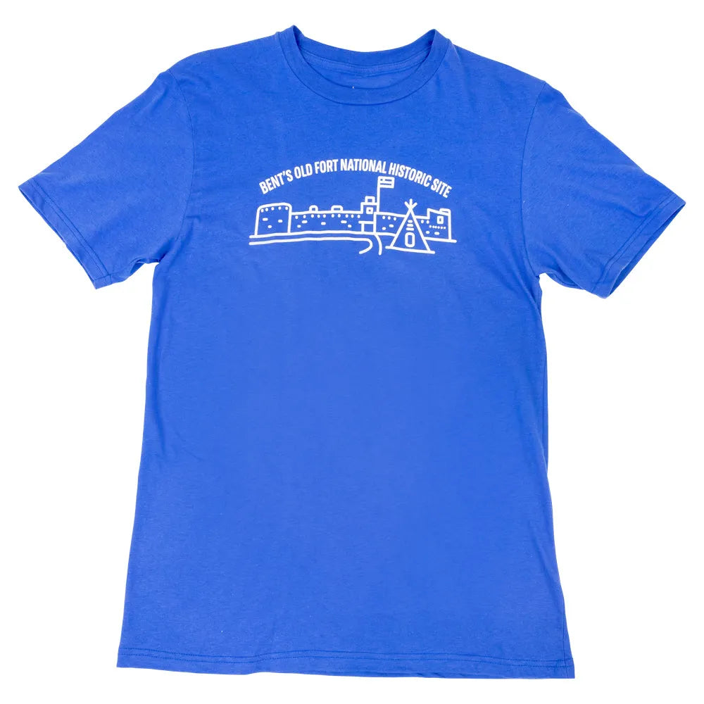 Blue Bent's Old Fort National Historic Site T-Shirt - Fell Logo on a white background