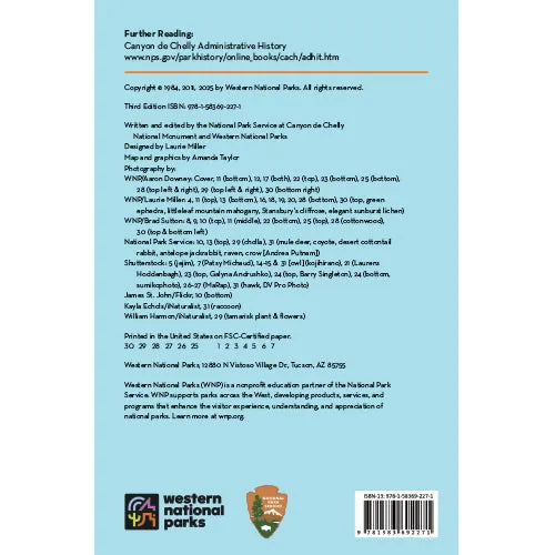 Back cover of a book with text and Western National Parks logo on a light blue background