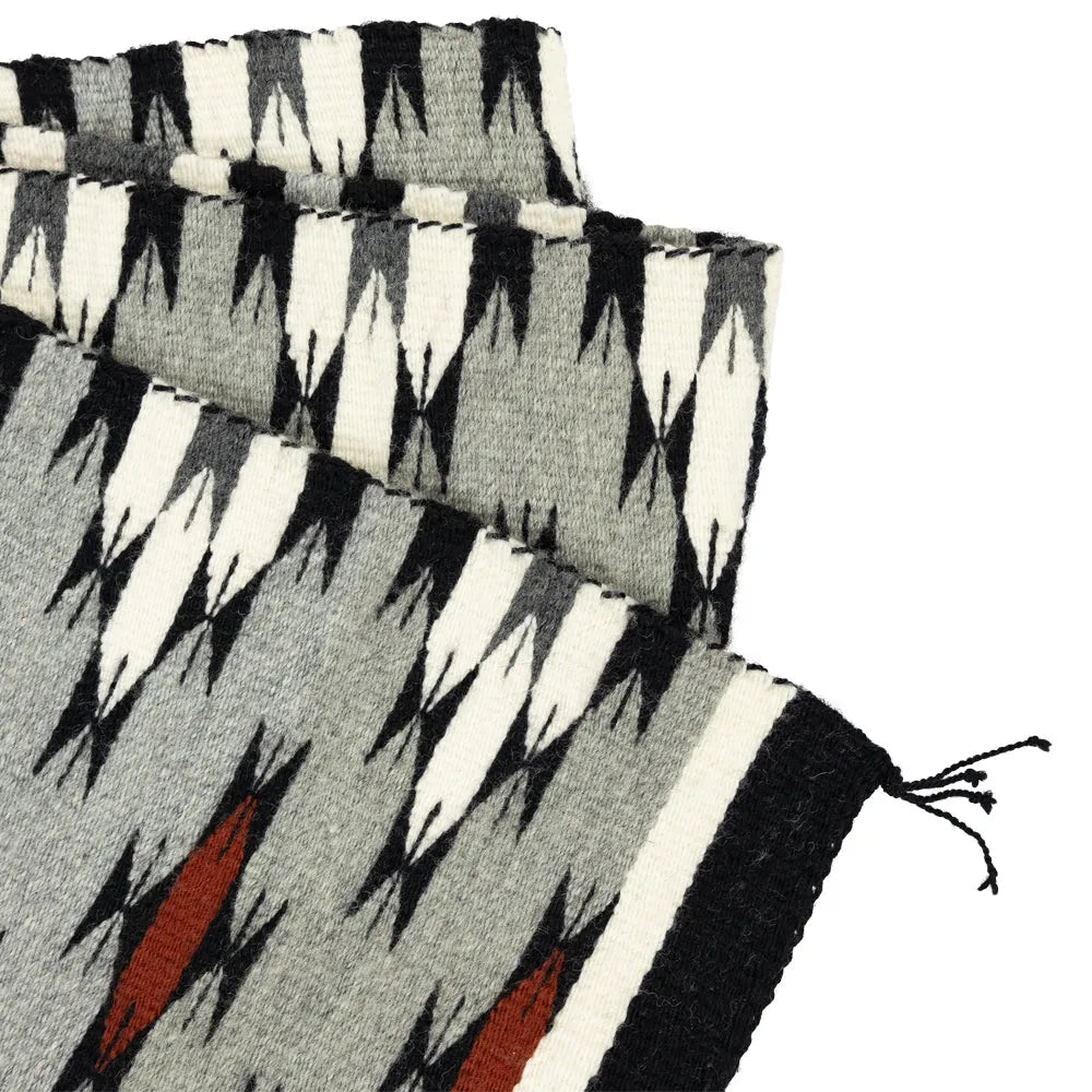 Navajo textile with geometric pattern on a white background