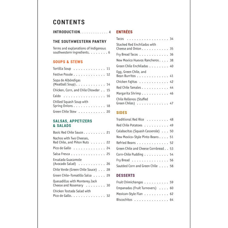 Authentic Southwestern Cooking Table of Contents