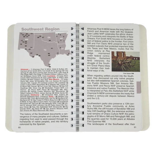 Passport to Your National Parks Book - Standard Edition interior page detailing the Southwest region