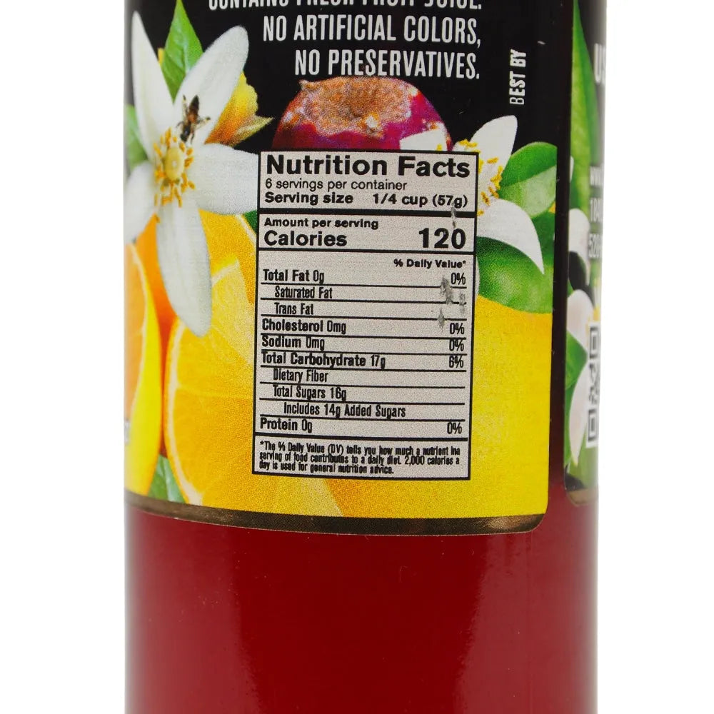 Cheri's Prickly Pear Cactus Syrup nutrition fact detail