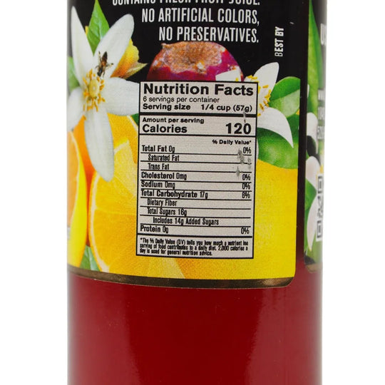 Cheri's Prickly Pear Cactus Syrup nutrition fact detail