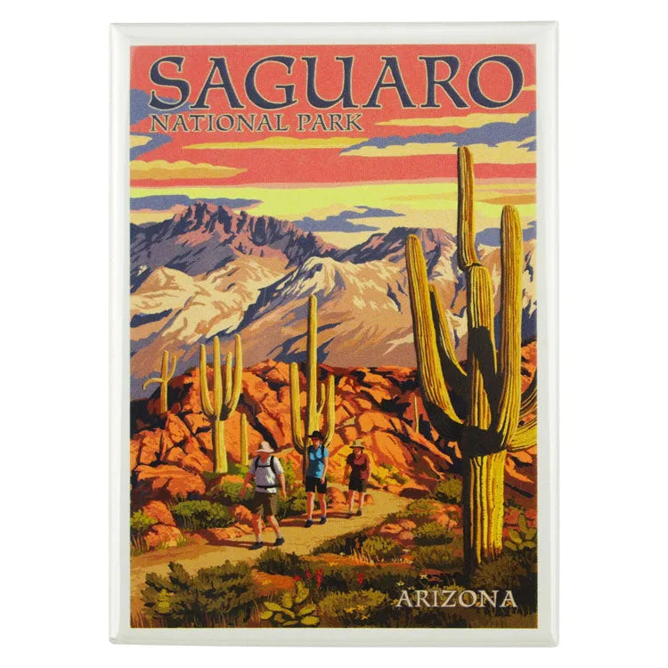 Saguaro National Park Magnet - Hiking Scene