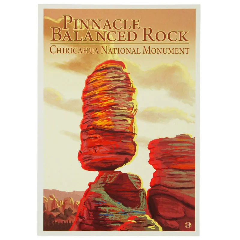 Chiricahua National Monument Postcard - Balanced Rock Illustration