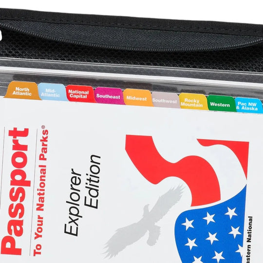 Passport to Your National Parks Explorer Edition with colorful tabs and American flag design.