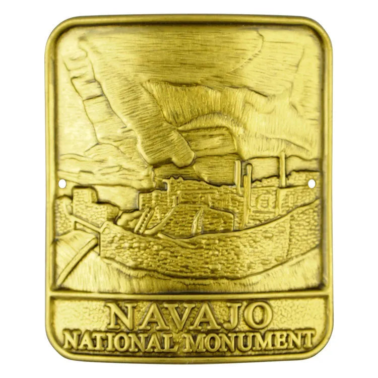 Navajo National Monument Hiking Stick Medallion - Brass