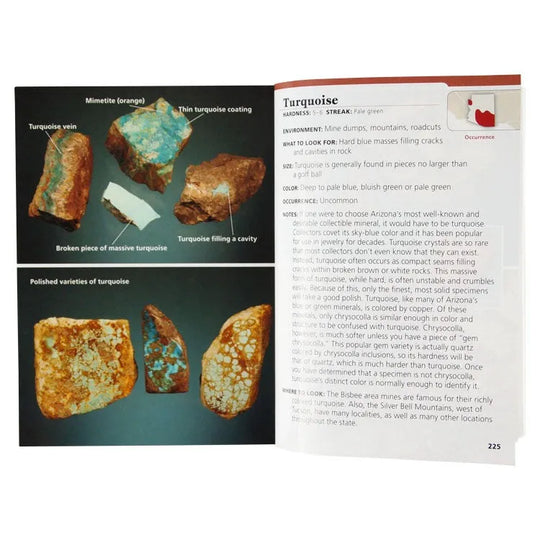 Arizona Rocks & Minerals: A Field Guide to the Grand Canyon State interior pages detailing turquoise