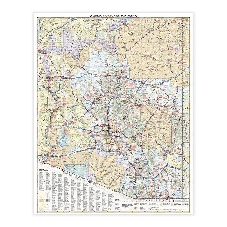 Arizon Fun Map Arizona Recreation Map: Essential Travel Companion for Arizona