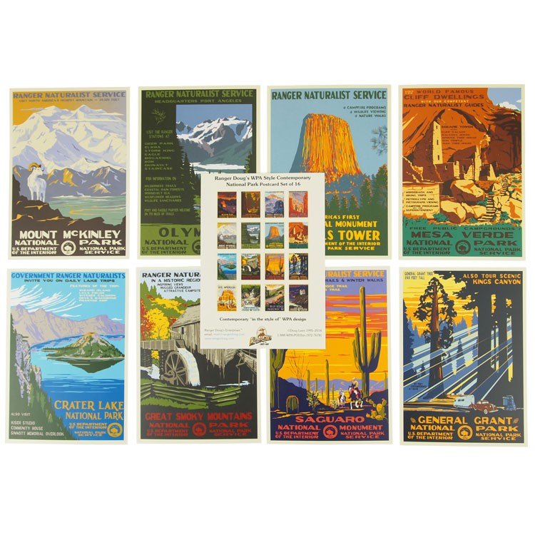 Contemporary WPA Inspired Postcard Set