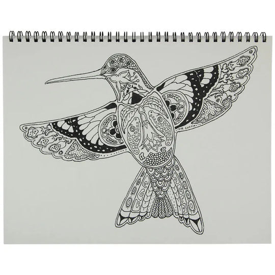 Desert Critters Coloring Book interior page with a humming bird for coloring