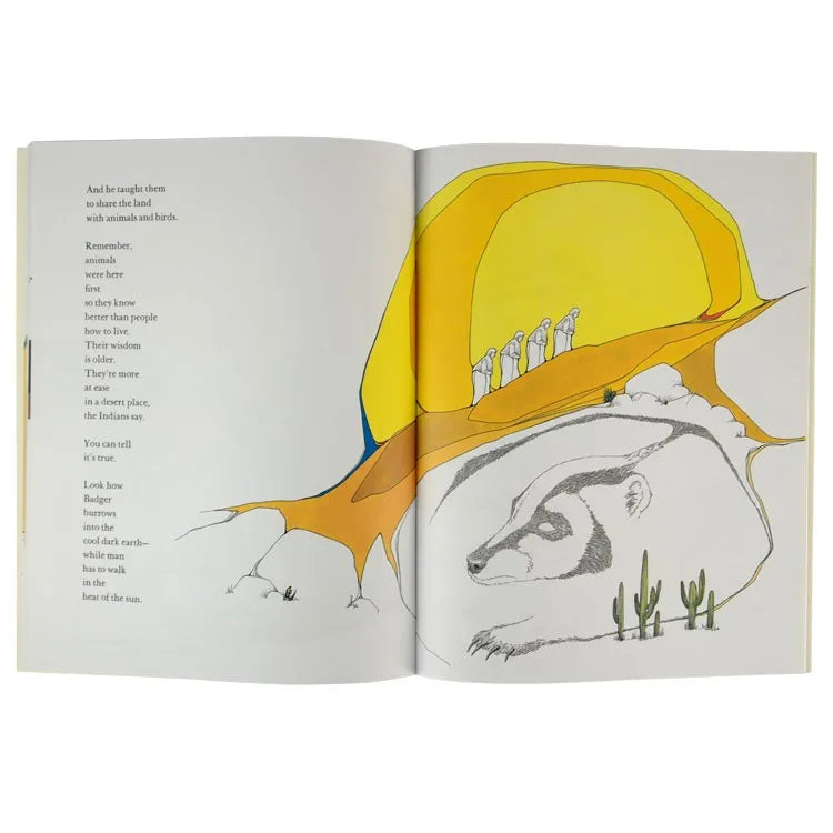 The Desert Is Theirs interior pages featuring four Native American women and a badger