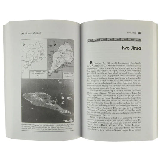 Navajo Weapon interior pages with info on attack at Iwo Jima