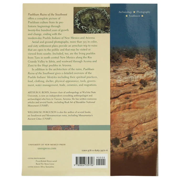 Puebloan Ruins of the Southwest back cover with text and extension of dwelling image