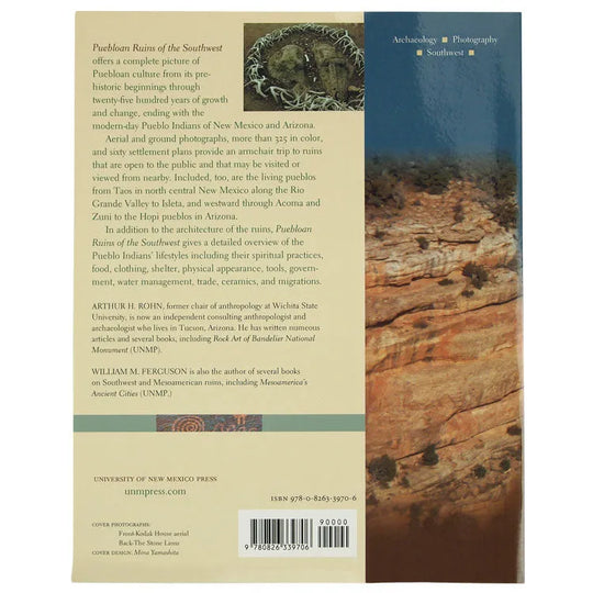 Puebloan Ruins of the Southwest back cover with text and extension of dwelling image