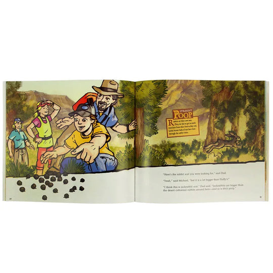 Who Pooped on the Colorado Plateau interior pages with cartoon people on a trail