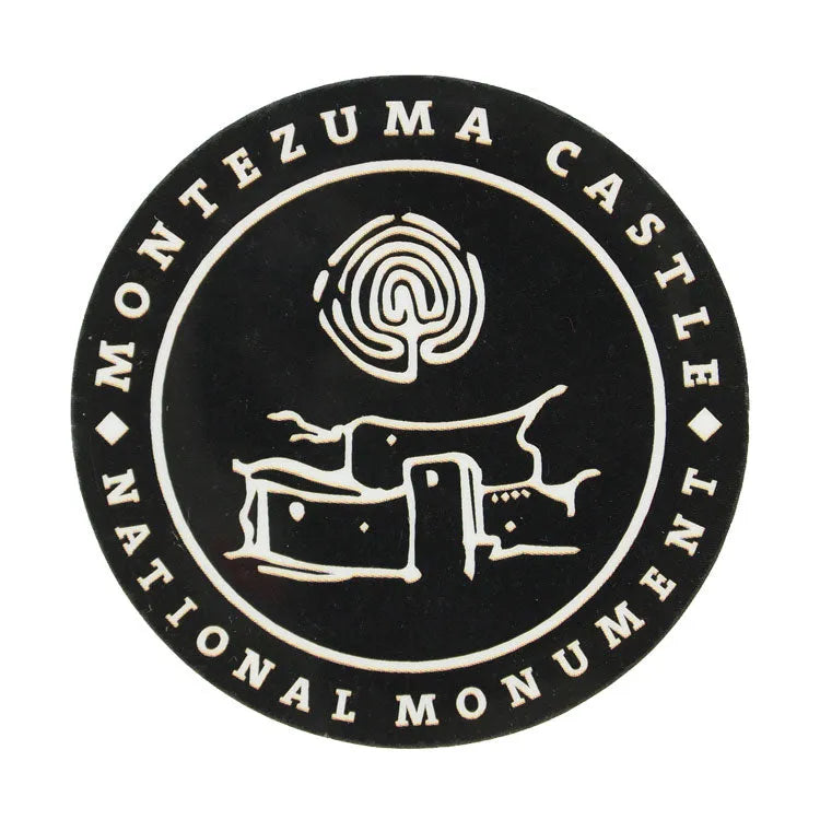Montezuma Castle National Monument Sticker - Round Monochrome