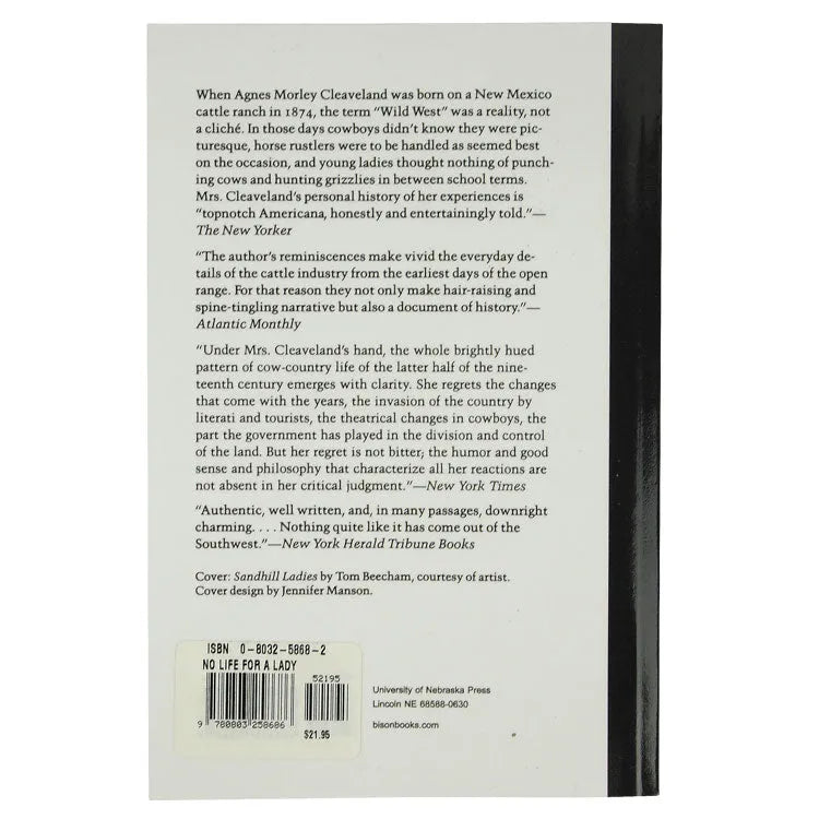 No Life for a Lady by Agnes Morley Cleaveland back cover