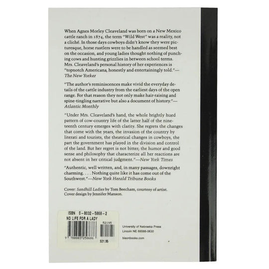 No Life for a Lady by Agnes Morley Cleaveland back cover