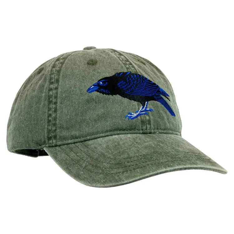 Raven Embroidered Cap Facing Left