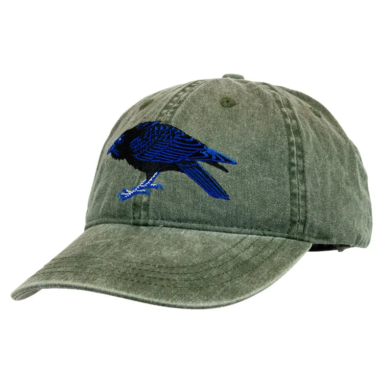 Raven Embroidered Cap Facing Right