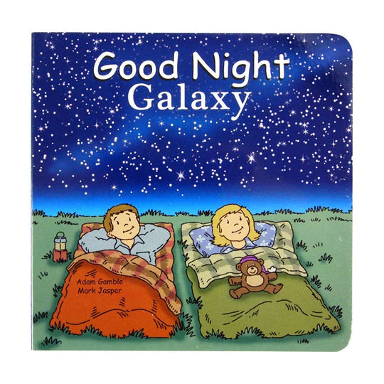 Good Night Galaxy book front cover with kids under a starry sky