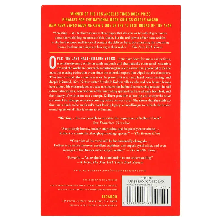 The Sixth Extinction: An Unnatural History by Elizabeth Kolbert back cover