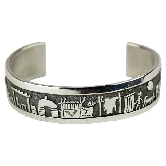 Sterling silver storyteller cuff bracelet
