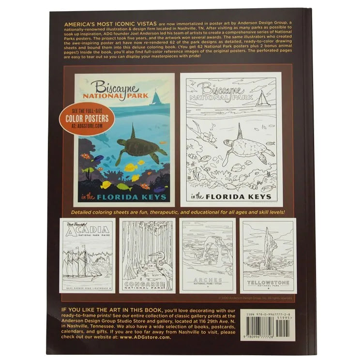 Anderson Design Group Illustrated National Parks Coloring Book back cover